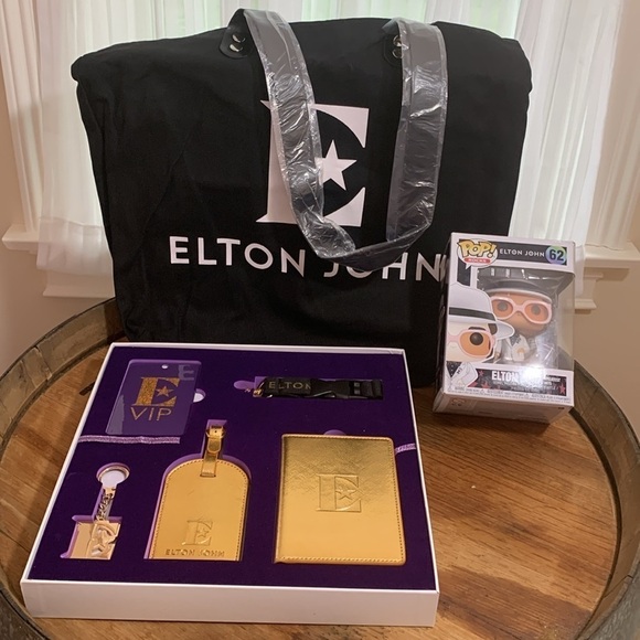 NWT Elton John Farewell Yellow Brick Rd Swag Bundle VIP Bag Set + Funko Pop NIB